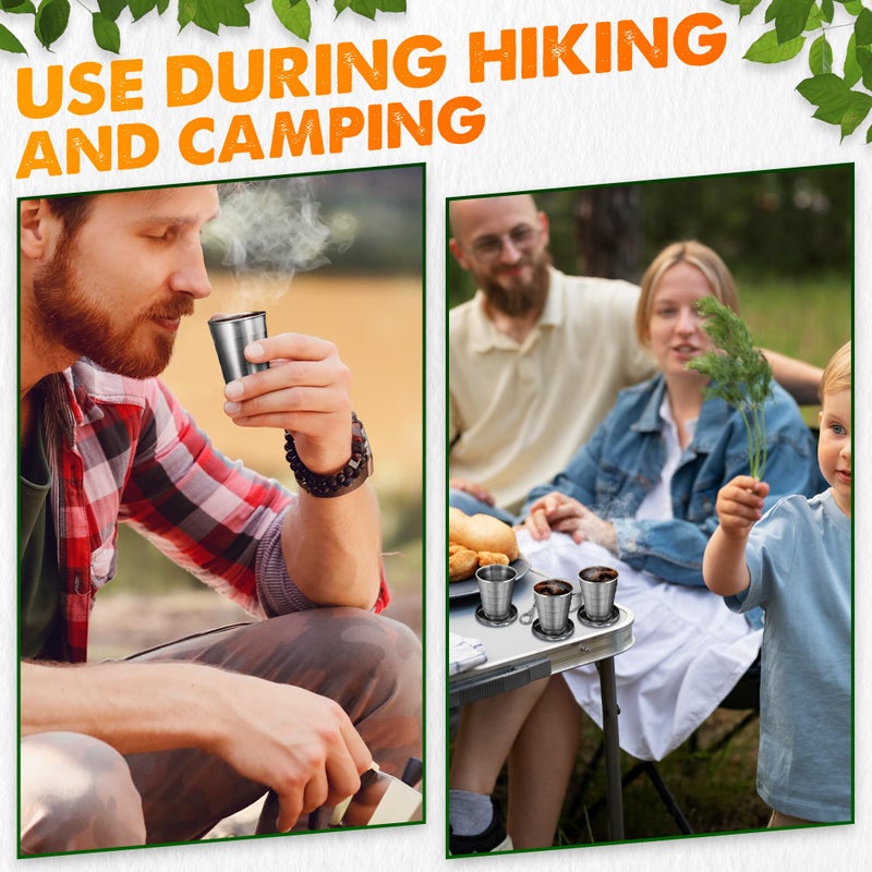 DIMROM Collapsible Travel Cup with Lid 2.5Oz (75ml) - Leak-Proof Ð¡ollapsible Shot Glass Keychain, Highly Portable, Made of Rust & Bend Resistant Stainless Steel - Foldable Cup for Traveling, Fishing, Camping - Image 5